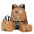 New Anime Peripheral Demon Slayer 3D School Backpack Lunch Bag Pencil Case 3-Piece Set Printed Holiday Gift for Students Gift