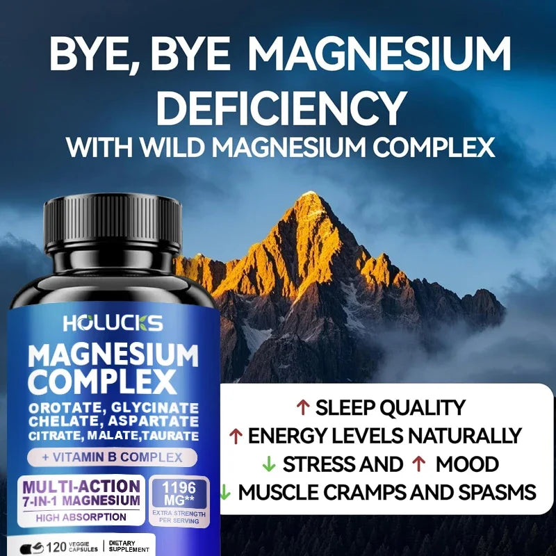 Magnesium Complex Supplements-Memory,Bone & Promotes Brain Health, Sleep Support,Muscle Relaxation,Stress & Anxiety Relief
