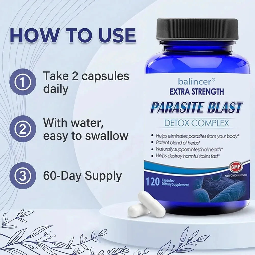 Parasite Blast Detox Complex - Eliminate Parasites, Cleanse The Intestines, and Improve Digestion