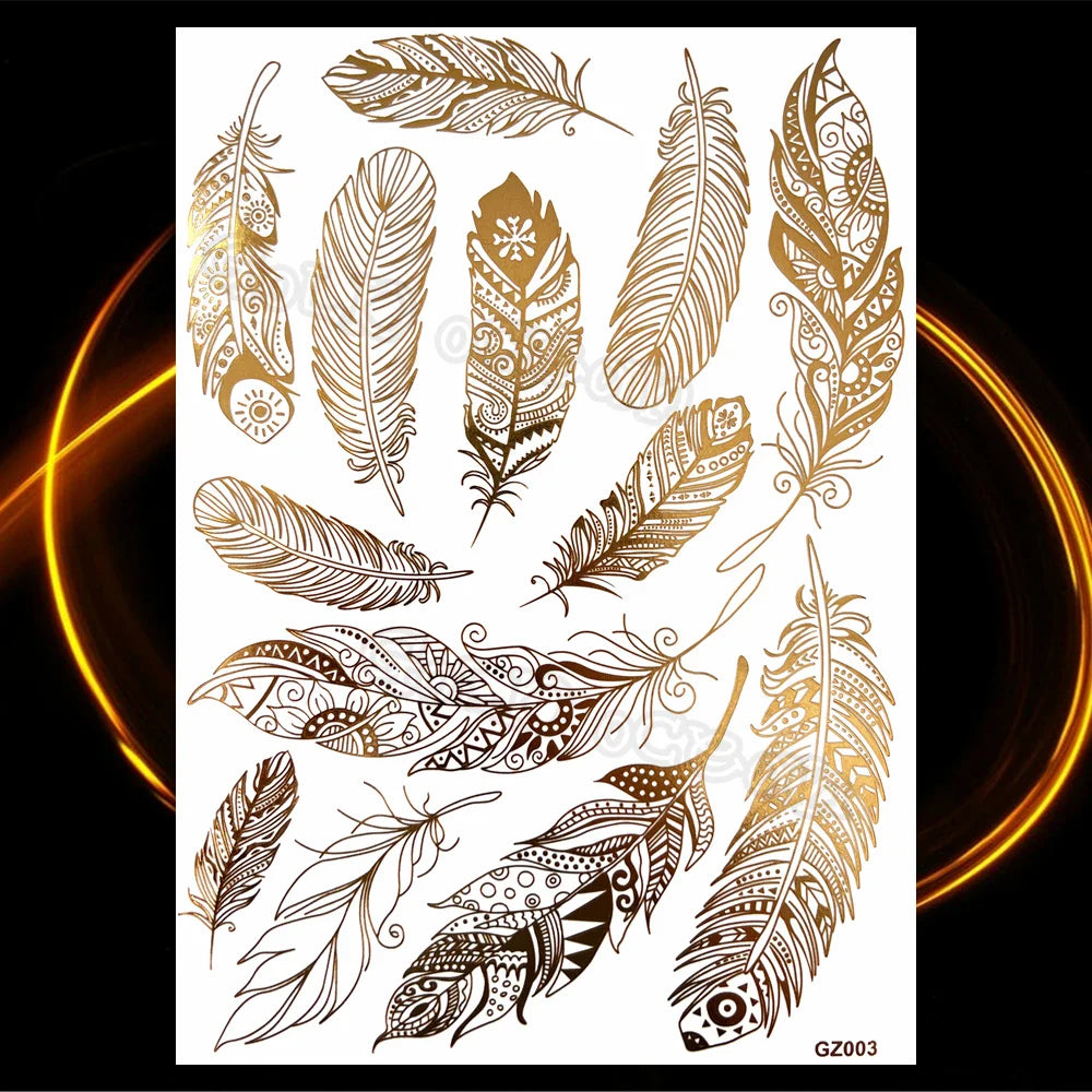 1PC Summer Style Men Women Body Art Gold Metallic Tattoo Sticker HYS-101 Chain Bracelet Fake Jewelry Waterproof Temporary Tattoo