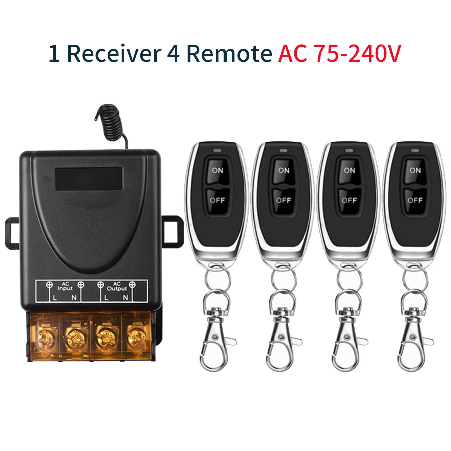AC 75-220V DC 9-72V RF433Mhz Wireless Remote Control Switch 12V 24V 110V 220V 30A Relay Receiver for Water Pump Motor LED Light