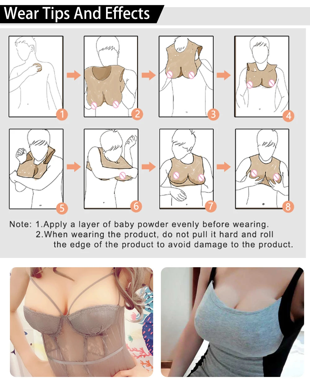 Crossdresser Silicone Fake women body Boobs Breast Forms  Lightweight version Thin version cosplay Drag queen Cross dressing