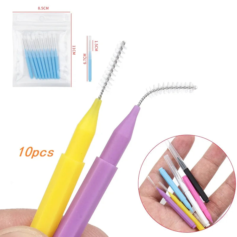 10Pcs Cleaner Interdental Brush Dental Floss Brushes Braces Light Tooth Picks Flossers Picks Eyelash Brush Beauty Tool Brush