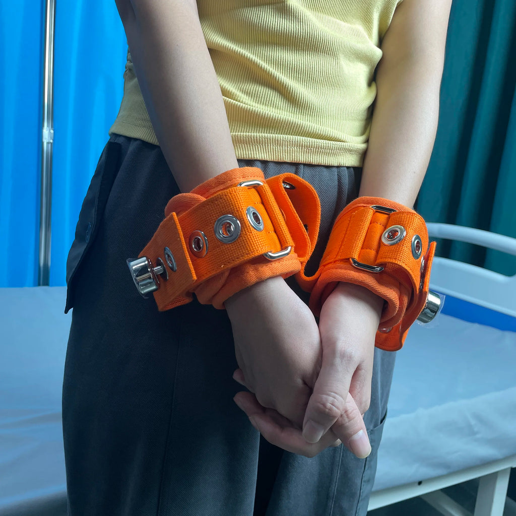 Security Handcuffs Double Locking System Hand Cuff Cotton Restraint Strap Medical Straps Bondage