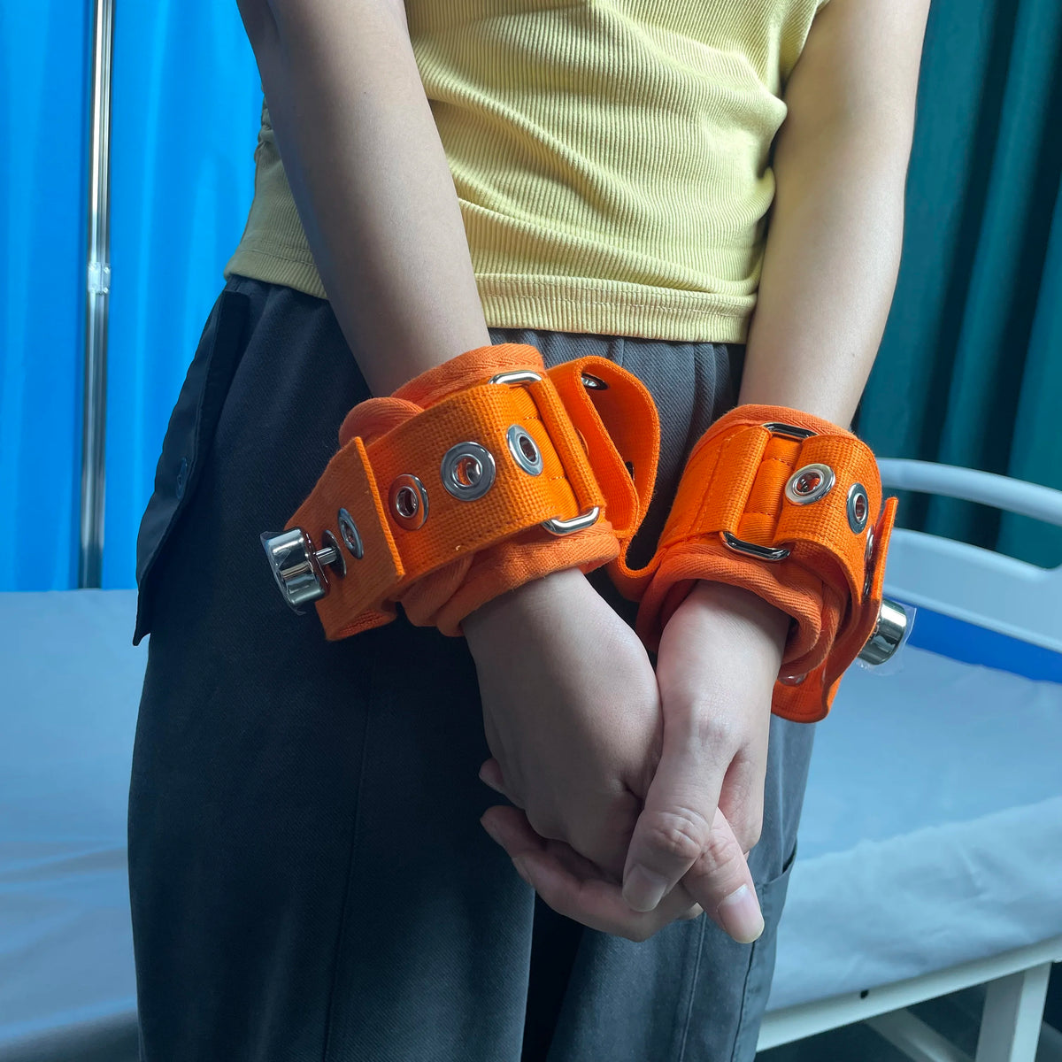 Security Handcuffs Double Locking System Hand Cuff Cotton Restraint Strap Medical Straps Bondage