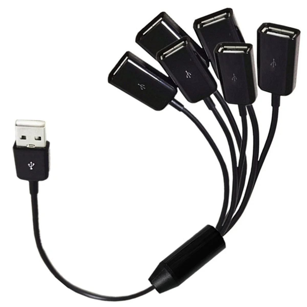 USB Extension Cable 6-in-1 USB Fast Charge 3A Charging Data Cable Y Splitter Cable USB Male to USB Female 1 to 6 Cord