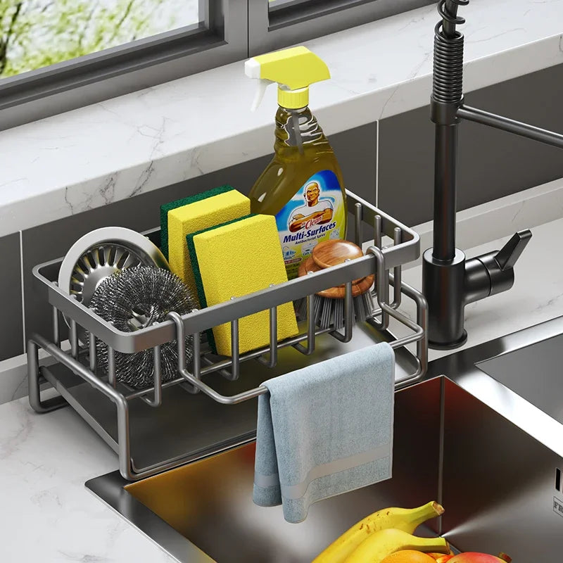 Tap Mounted Shelf for Home Kitchen Accessories Kitchen Spice Storage Shelf with Drainage Rack Installation Sink Organizer