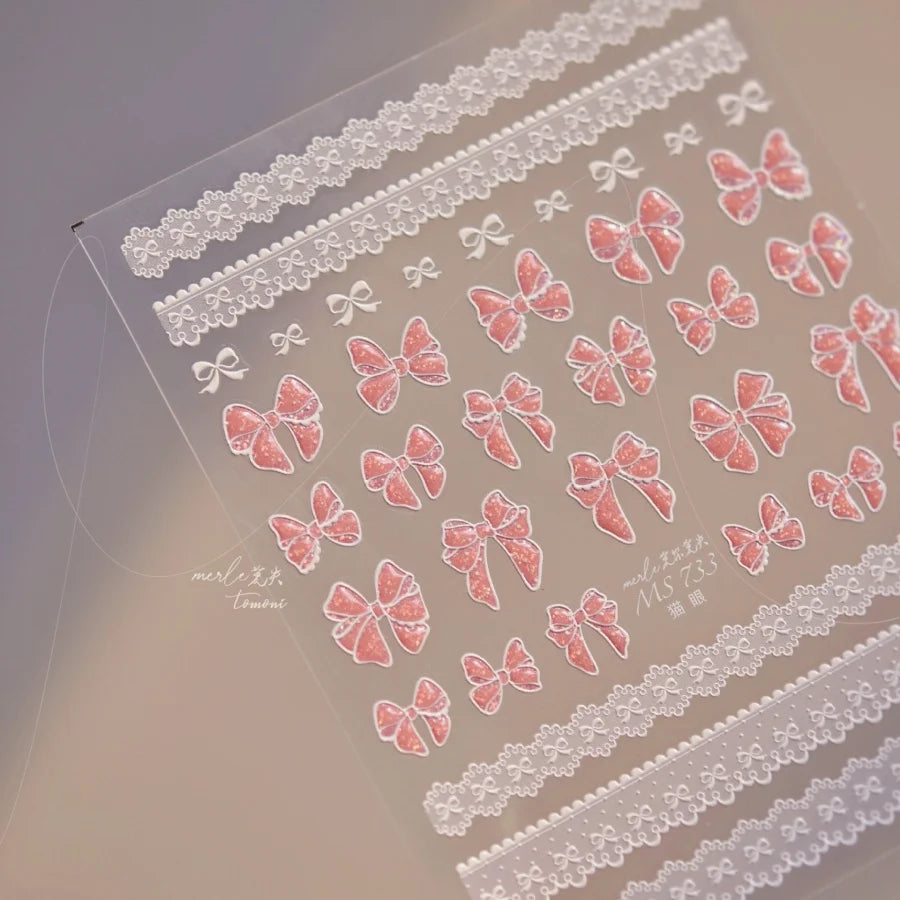 1pcs 5D Shell Light Nail Stickers Fashion Gold Border Love Heart Bowknot Moon Star Art Decal High Quality Manicure Decorations
