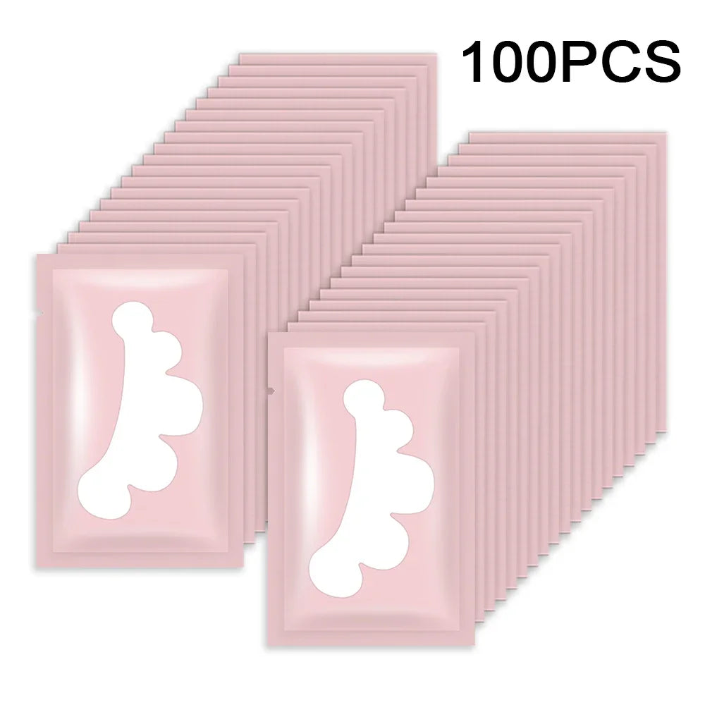 100 Pairs Pink Hydrogel Eye Patch Eyelash Extension Natural Lint Free Under Eye Gel Pads Lash Extension Supplies & Beauty Tools