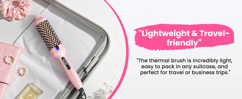 Dual Voltage Ionic Thermal Brush For Curling And Straightening 6 Temperature Settings & LED Digital Display Hot Air Styler