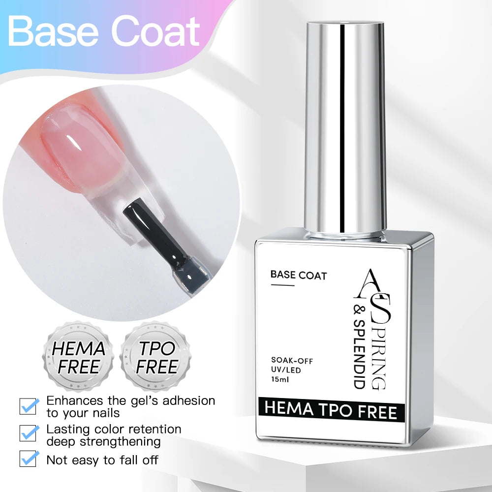 15ml Tpo Free Base Coat Gel Tpo Free Top Coat Gel Nail Polish Long Lasting Soak Off UV LED Upgraded No Wipe BaseCoat TopCoat