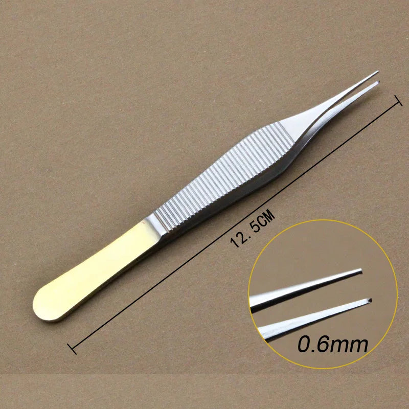1pcs Ophthalmic Tweezers Tissue Forceps Stainless steel Teethed Platforms Forceps Surgical Instruments 120mm