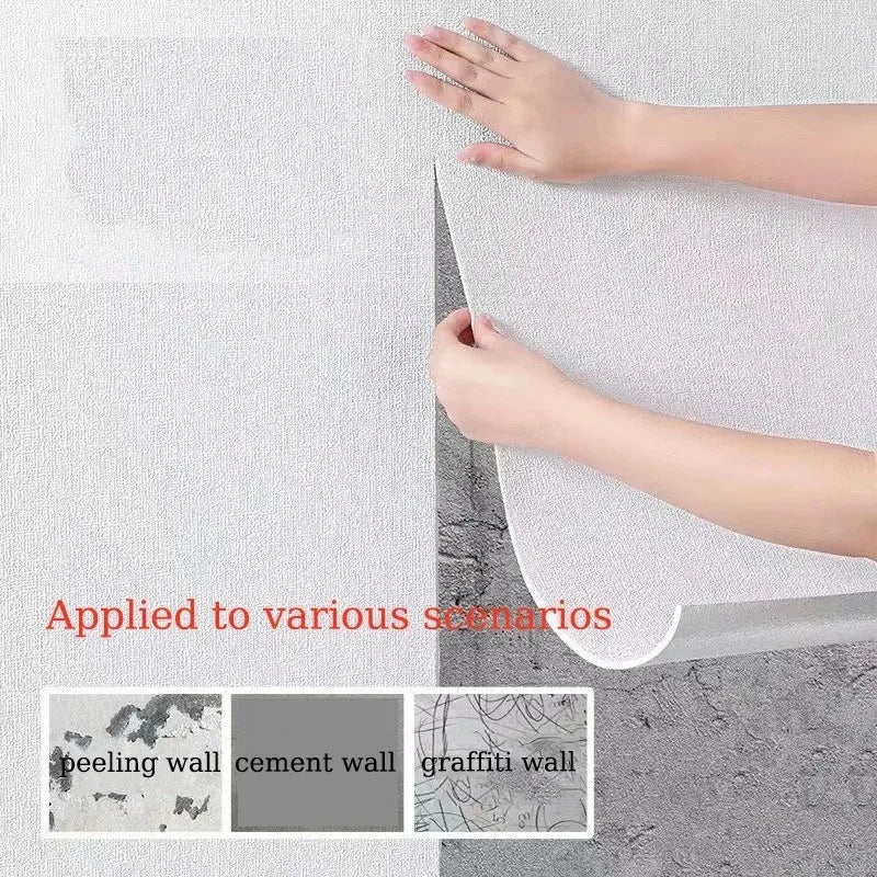 3D DIY Thicken Waterproof Mildew Proof Self-adhesive Insulation Wallpaper Linen Plain Color Stickers Renovation Wall Stickers