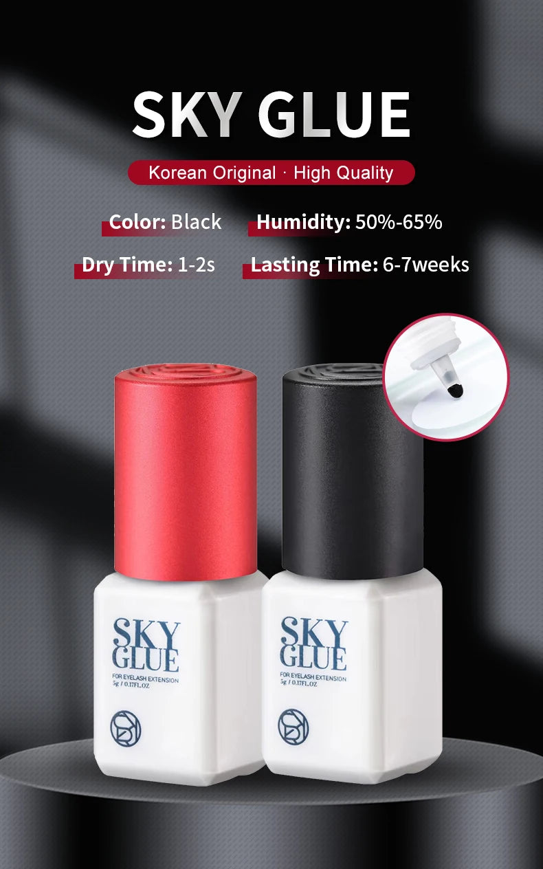 10 Bottles SKY S+ Glue Eyelash Extension 5ml Korea Original Black Red Cap False Lash Sky Adhesive Supplies Makeup Tools Colas