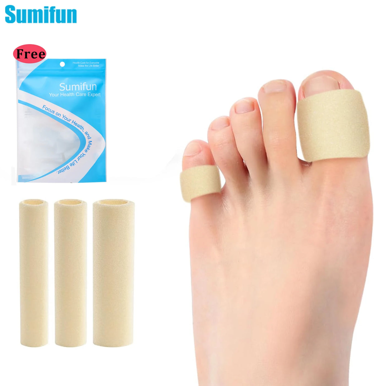 1Pcs Sumifun Foam Toe Separator Finger Protector Toe Cushion Tubes Sleeves for Bunion Corns Blisters Calluses Foot Care Tool