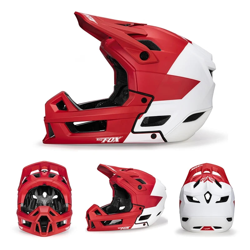 BATFOX Full Face Mountain Bike Helmet Adult Downhill Off-road Cycling Shockproof Professional Protection MTB Bicycle Safety Gear