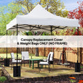 10' x 10' Pop up Canopy Replacement Top with Weight Bags, White