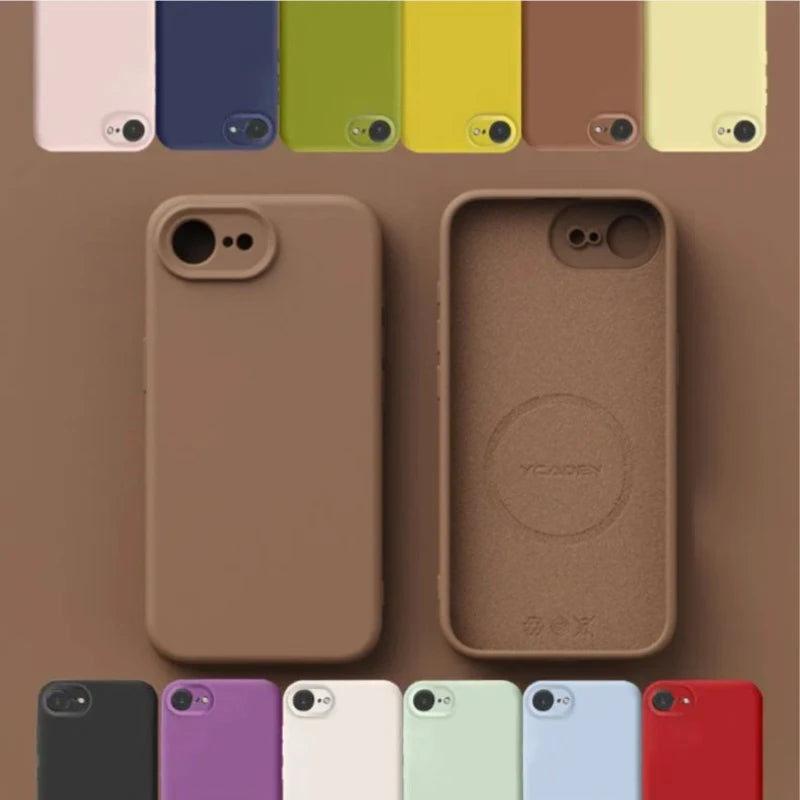 For Magsafe Case For iPhone 17E Liquid Silicone Magnetic Shockproof Solid Colour Matte Soft Cover For iPhone 17 E 17e Bumper