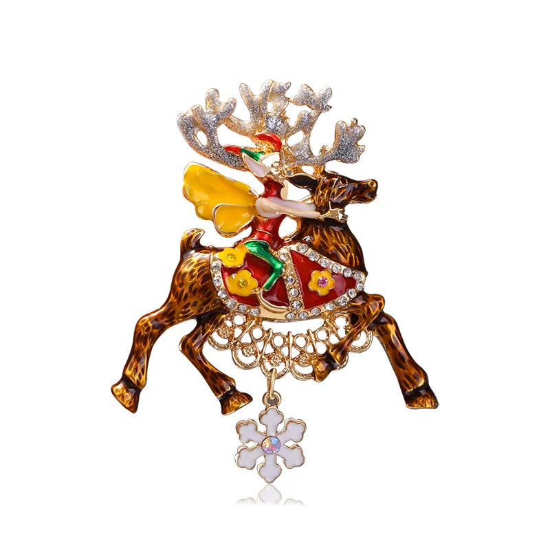 New Christmas Brooch Shiny Crystal Christmas New Year Accessory Pin Snowman, Elk, Christmas Tree Series Decoration Jewelry Gift