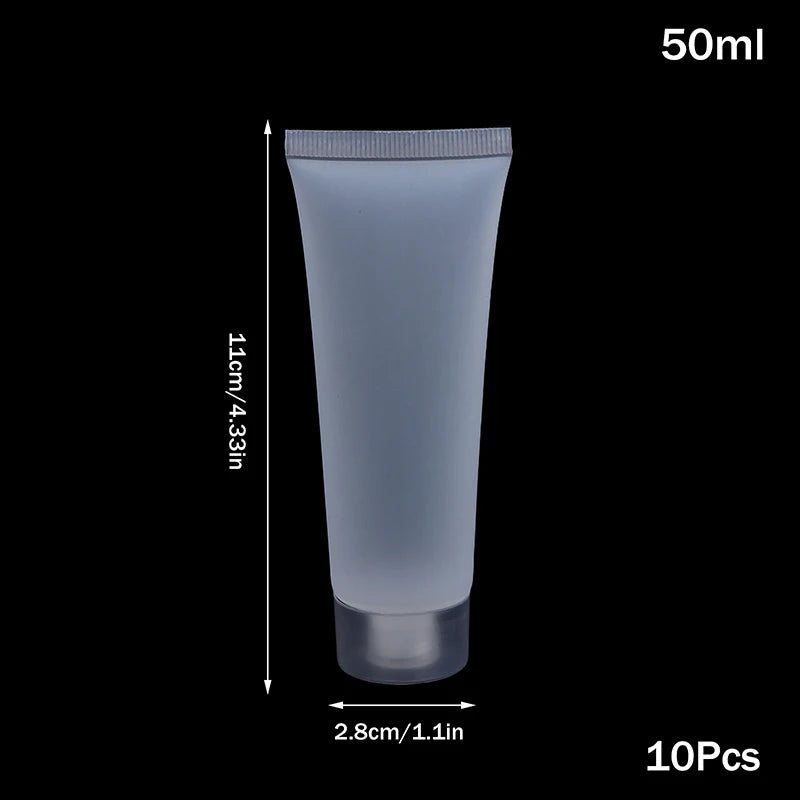 10Pcs Refillable Clear Squeeze Lotion Container Bottle Empty Matte Tube Travel Pack Cosmetic Cream Lotion Shampoo Bath Dispenser