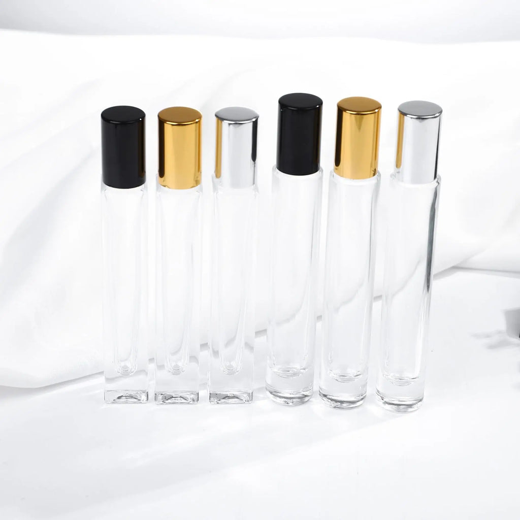 20 PCS Perfume Bottle 10ml Glass Roll on Bottle Luxury Perfume Atomizer Travel Portable Sample Test Essential Oil Roll-On Bottle