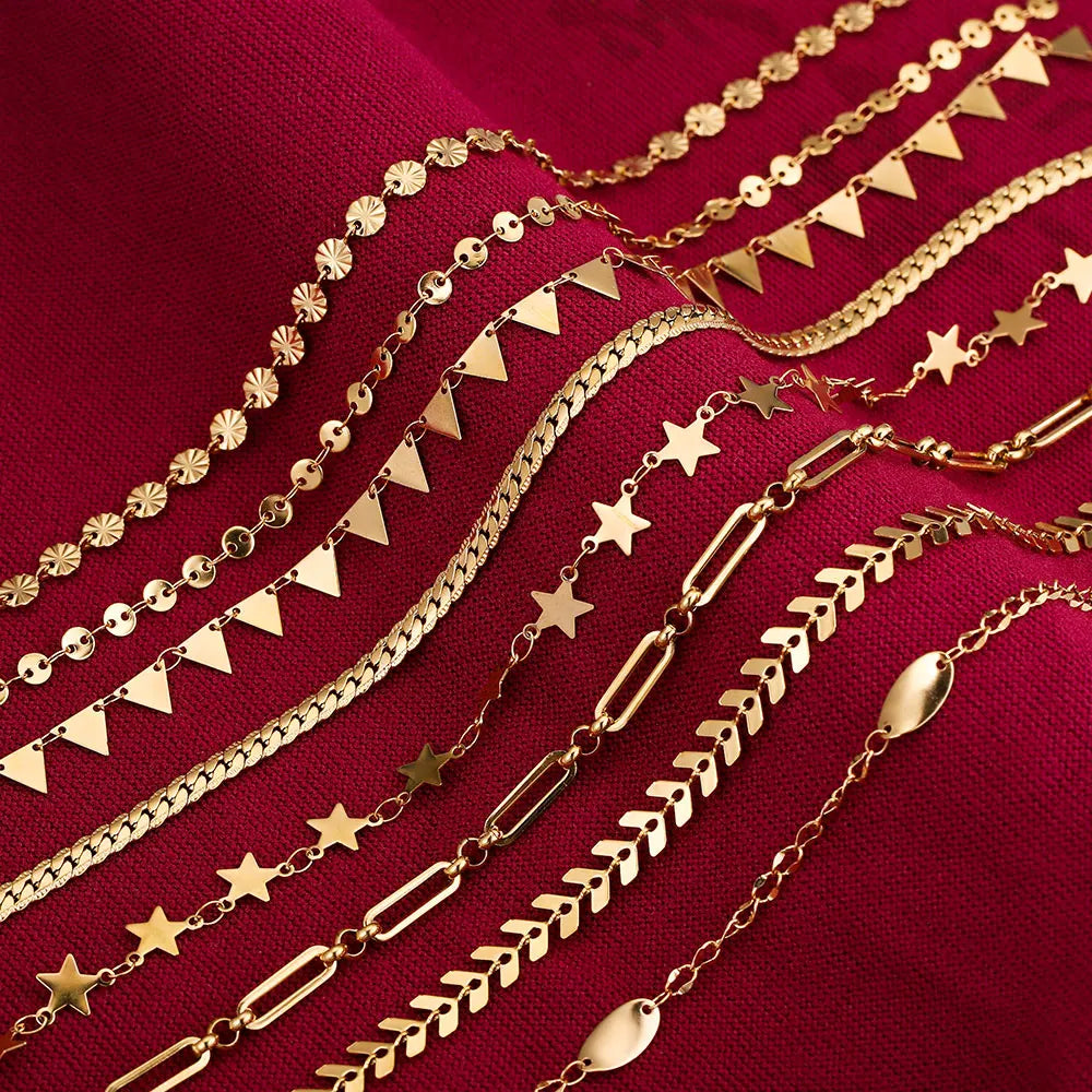 1 Meter Stainles Steel Gold Handmade Star Shells Chains for Women Necklace Bracelet Anklet Making Supplies Bulk Items Wholesale