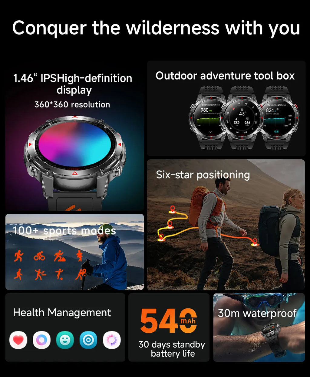 2025 New Military Bluetooth Call Smart Watch Built-in GPS Compass Barometric Altimeter 3ATM Waterproof Sports Smartwatches Men