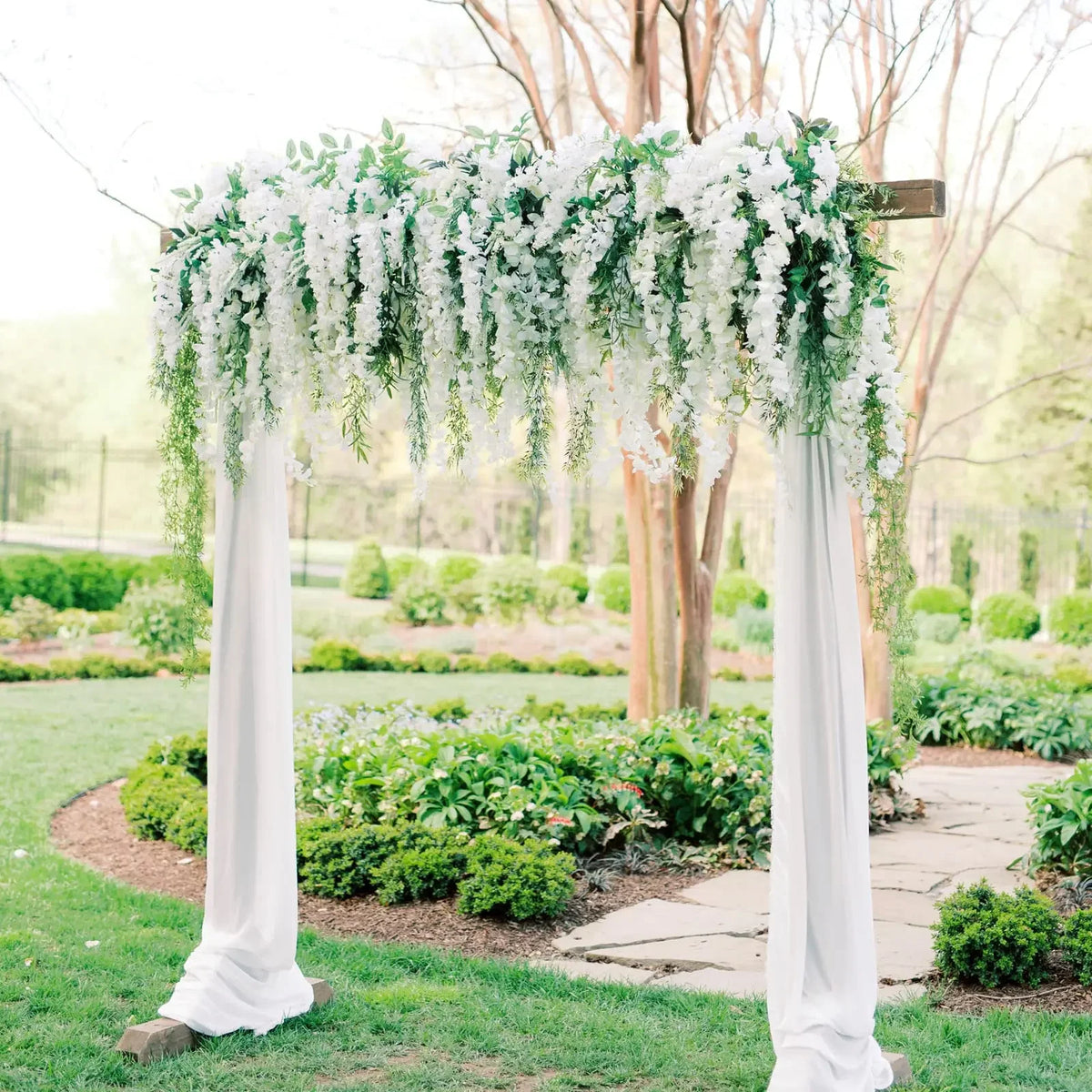 12pcs Artificial Wisteria Flowers String Hanging Garland Decor Fake Flower Outdoor Wedding Garden Arch Home Party Decoration