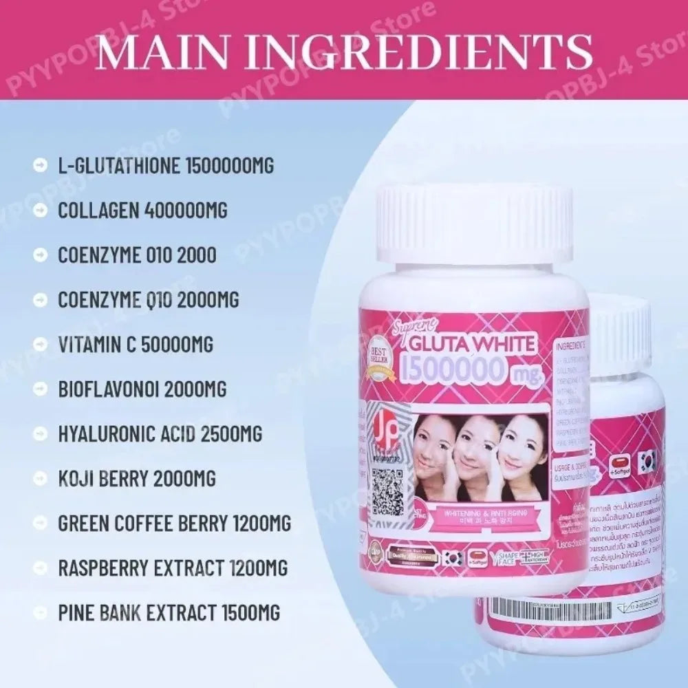 1500000mg Glutathione Capsules with Collagen Antioxidant Beauty Supplement for Skin Glow Hair Nutrition Daily Wellness Support