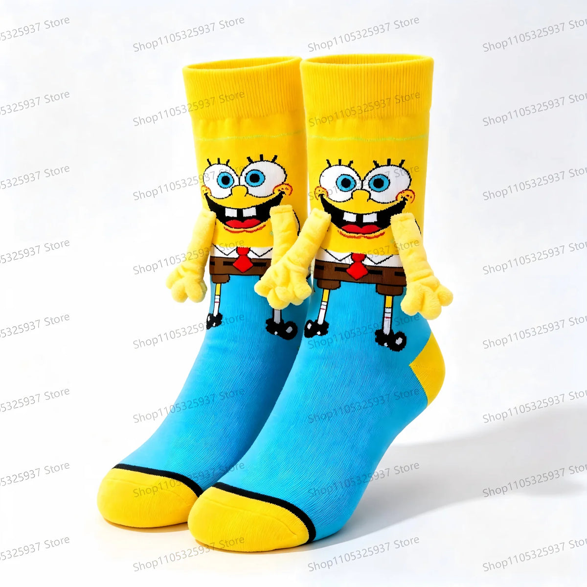 Cartoon 3D Socks Cute Handle Interaction Yellow Sponge Pink Starfish Anime Peripheral Soft High Elasticity Tube Socks Daily Wear