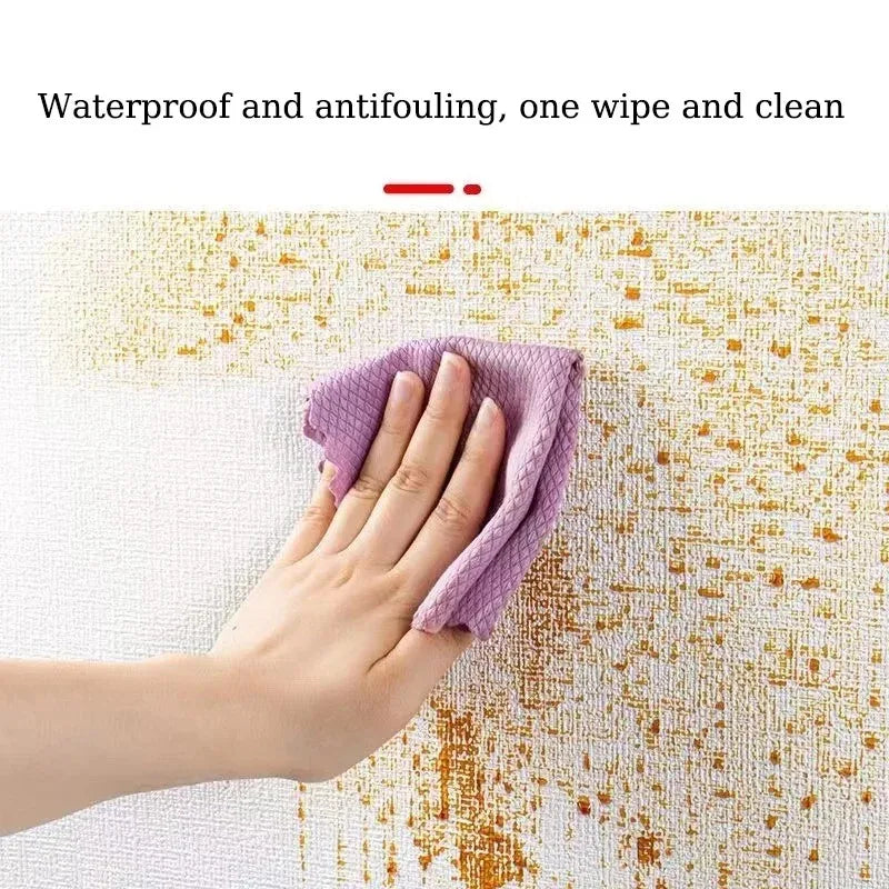 3D DIY Thicken Waterproof Mildew Proof Self-adhesive Insulation Wallpaper Linen Plain Color Stickers Renovation Wall Stickers