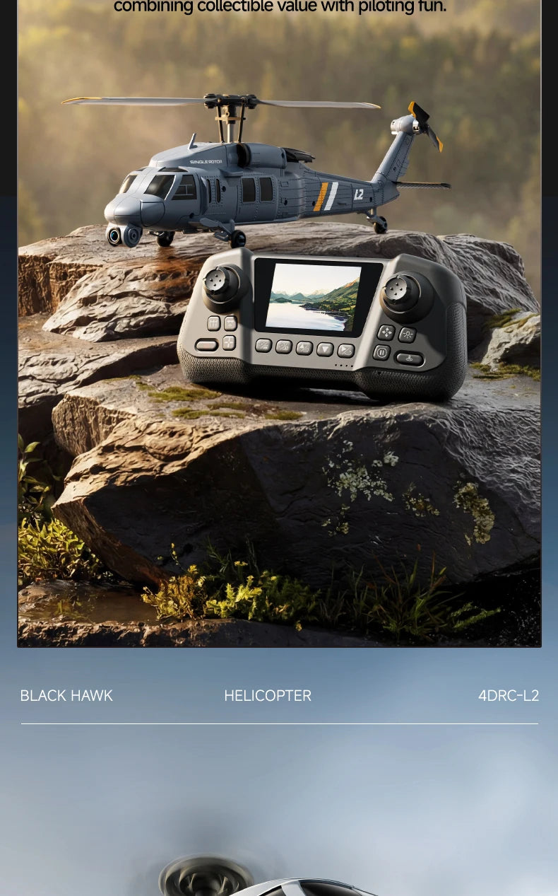 8K HD Camera RC Helicopter With LCD Screen Optical Flow Positioning One Key Takeoff WIFI FPV RC Airplane Single-Rotor Flybarless