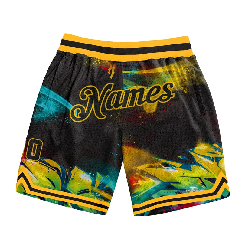 Fashion Graffiti Graphic Basketball Shorts For Men Summer Trend Custom Name Number Sports Short Pants Casual Loose Swim Trunks