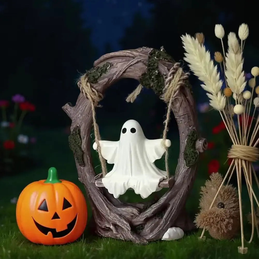 Halloween Themed Halloween Swing Ghost Ornament Handicraft Model Spooky Ghosts Decor Statue Display Ghost Halloween Decoration