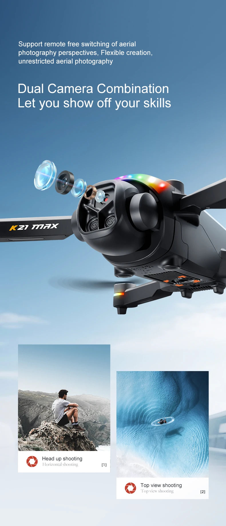 The K21MAX Drone, Equipped with a 4.3-Inch Built-in Screen Remote Controller, Is a Portable Remote-Controlled Quadcopter Suitable for Beginners. It Supports Optical Flow Hovering, Automatic Return-to-Home, and Makes a Great H