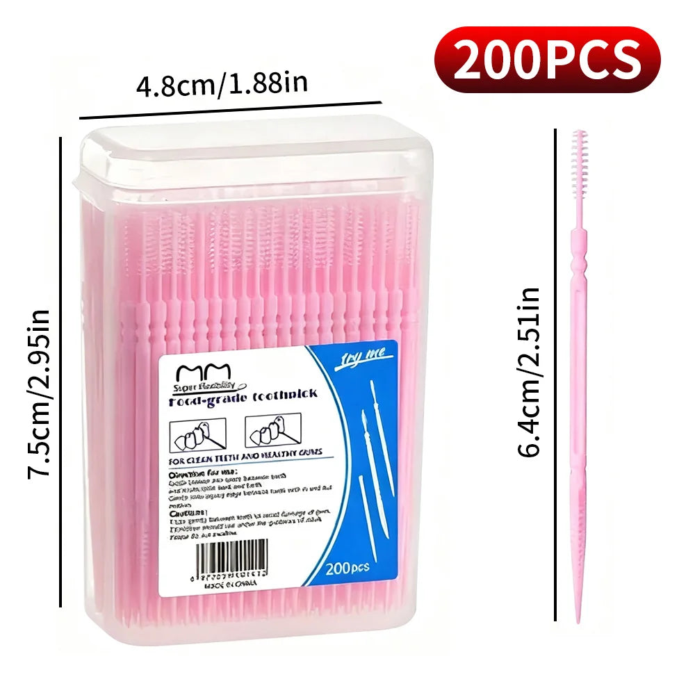 (Affordable boxed dental floss) Disposable household boxed portable ultra-fine toothpick double headed -200PCS/box