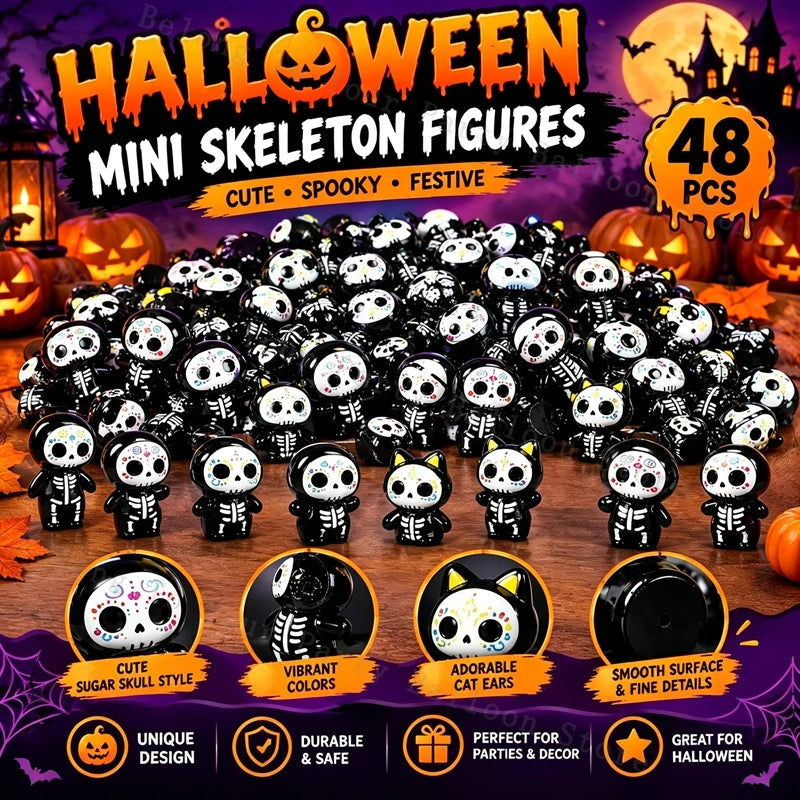 12-48Pcs Halloween Mini Resin Miniature Ghost  Figurines Cute Tiny Death Crafts Halloween Ornament Spooky Party Tabletop Decor