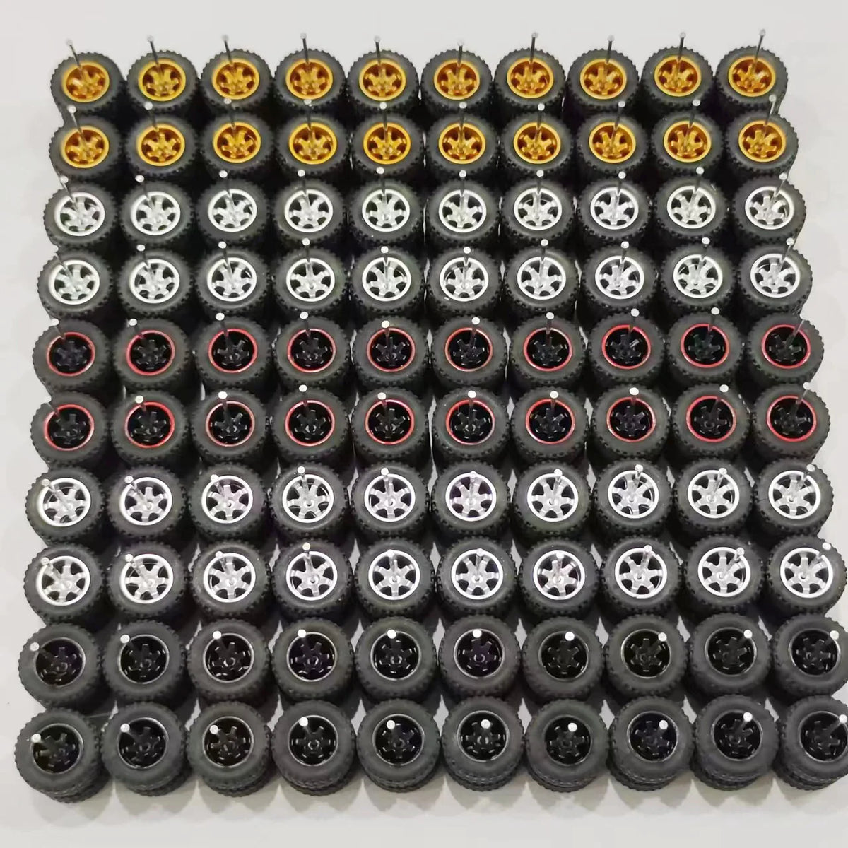 50 Sets 1/64 Wheels Pack with Rubber Tires Axles for 1:64 Matchbox Domeka Hotwheel Diecast Car Model Cars Wholesale