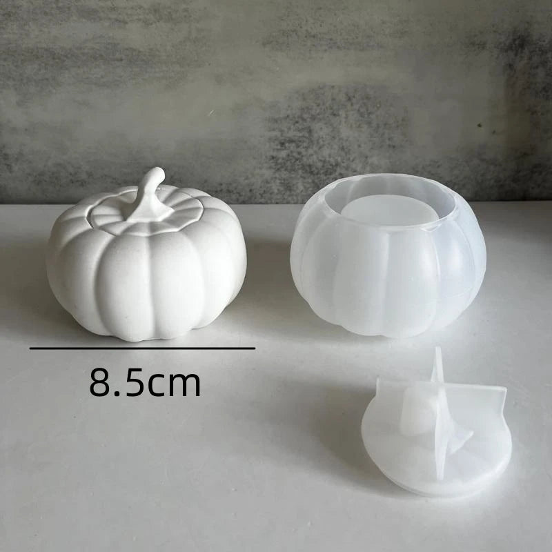 Pumpkin Shape Plaster Storage Box Candle Cup Silicone Molds Halloween Storage Jar Cement Flowerpot Home Decoration Mould