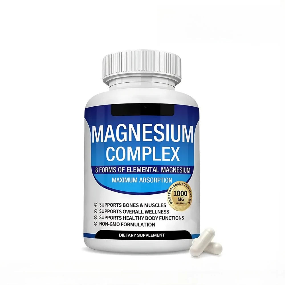 Full Spectrum Magnesium Blend 1000mg Featuring 8 Essential Types for Body Function Balance, Active Lifestyle Support 90 Capsules