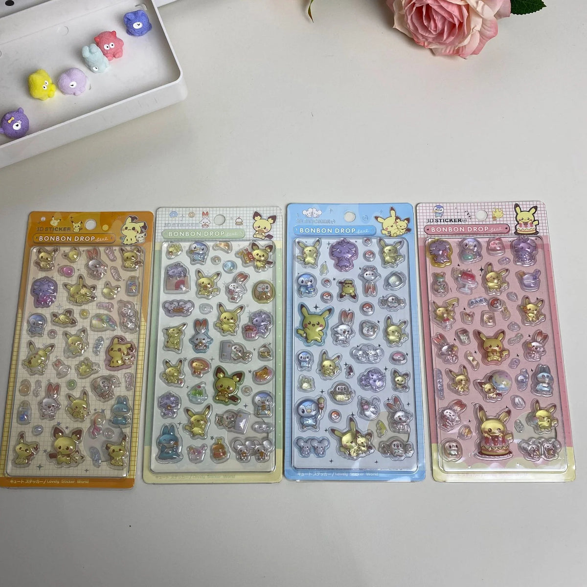 20/40pcs Pokemon 3D Solid Charmander Gengar Pikachu Crystal Cartoon Stickers Diy Phone Case Decor Sticker Toys For Children