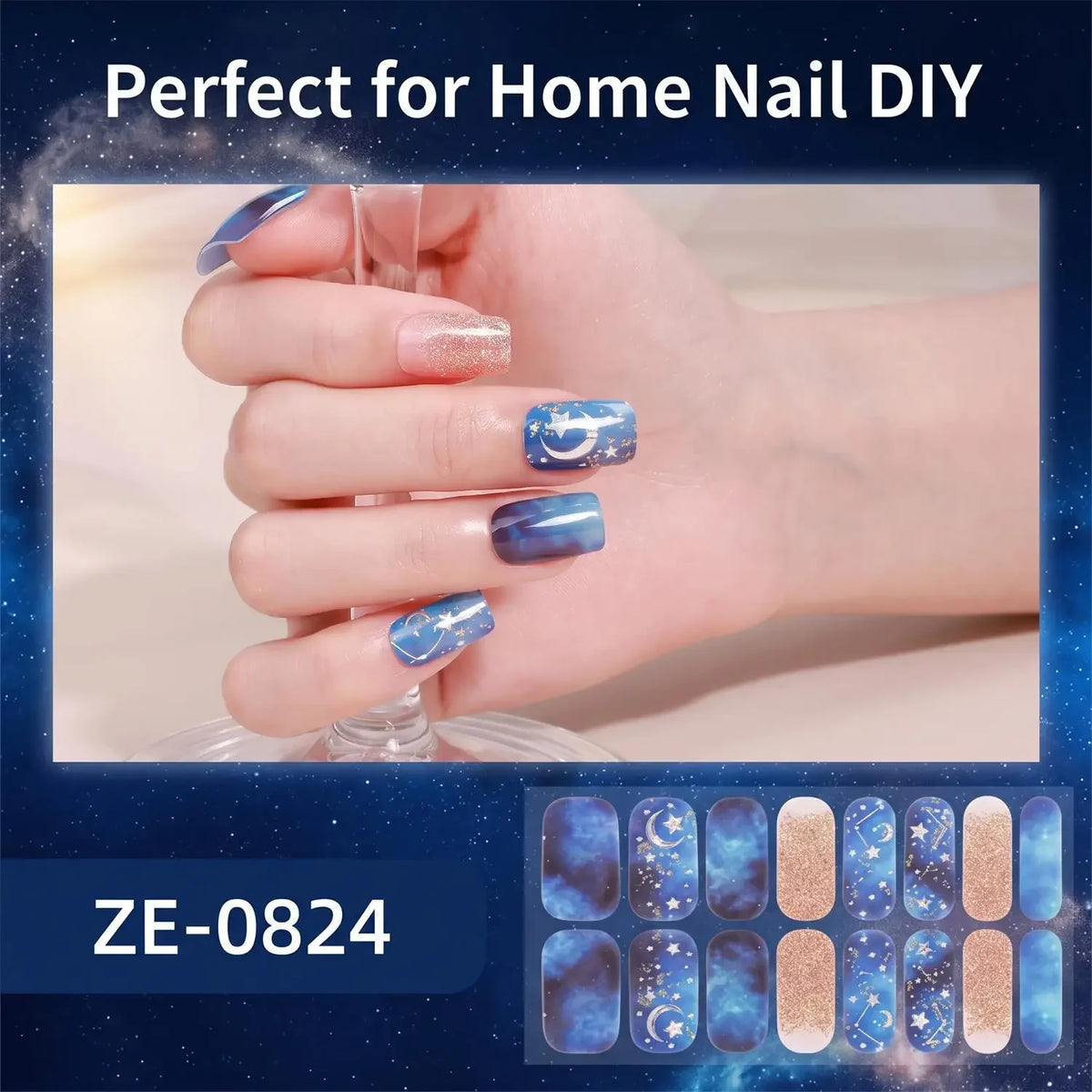 Gradient Galaxy Series Press-on Nails | 16-Piece Set of Removable Self-Adhesive Fake Nail Stickers | Valentine's Day Gift Idea