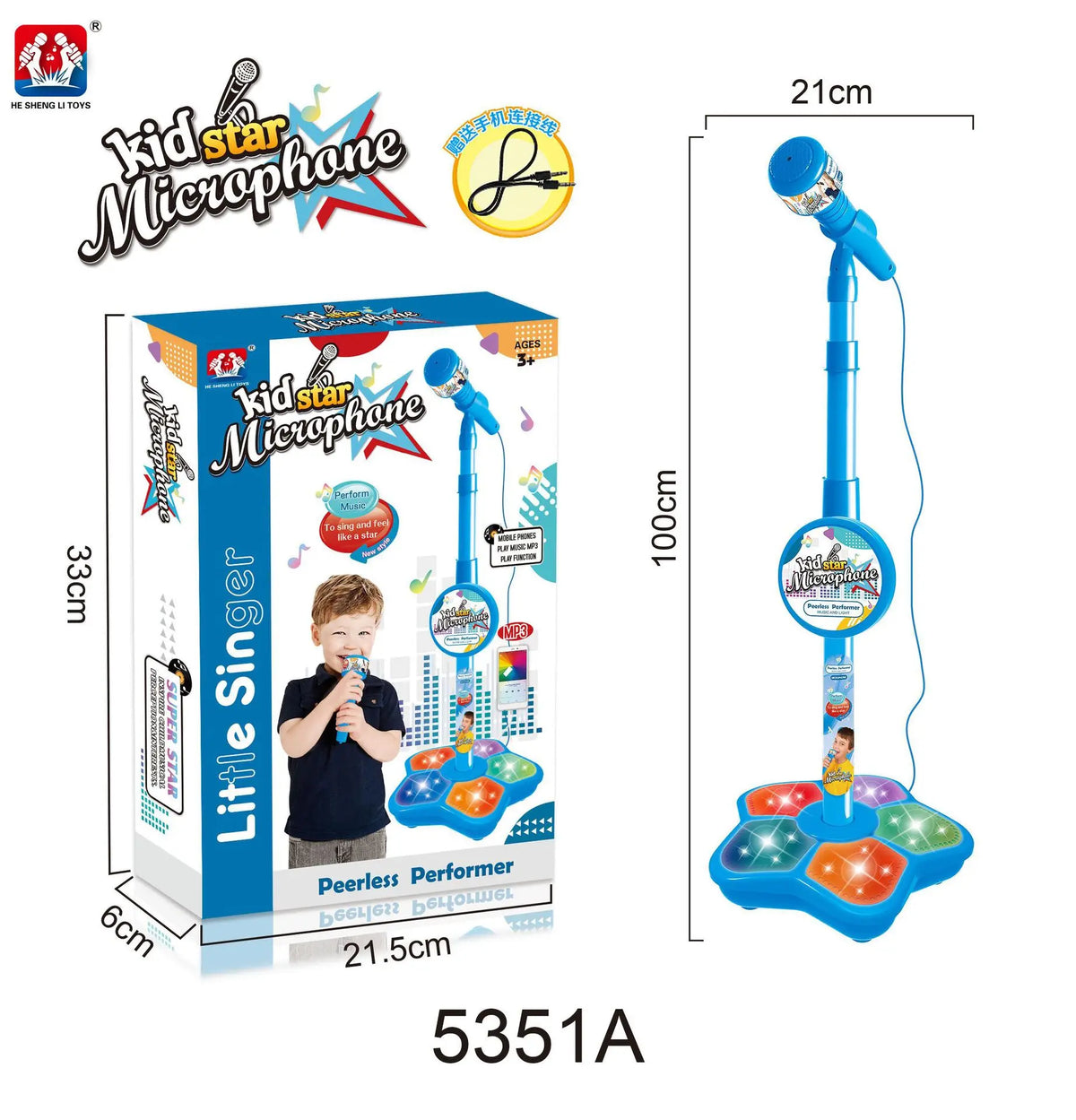 K019 Toys Witch Hunters Microphone With Adjustable Stand Led Lights Support Mp3 Playback Karaoke Singing Music Performance Gift