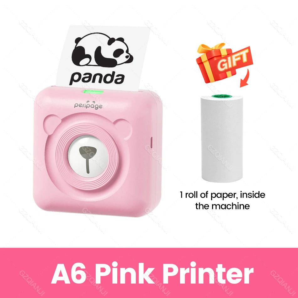 PeriPage A6 Mini Portable Thermal Printer Photo Pocket Label Sticker Printer Color Paper Roll 58mm Wireless Picture Print Maker