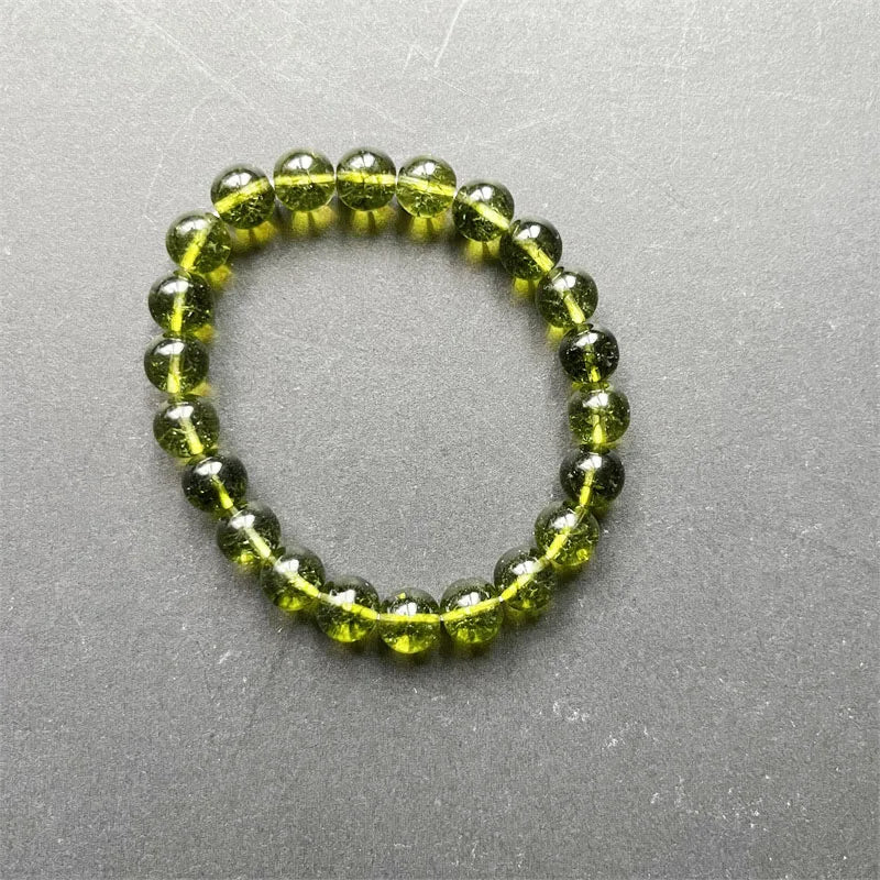 8MM Green Olivne Quartz Bracelet Natural Stone Jewelry Noble Peridot Exquisite Beaded Hand Chain Women Male Female Creative