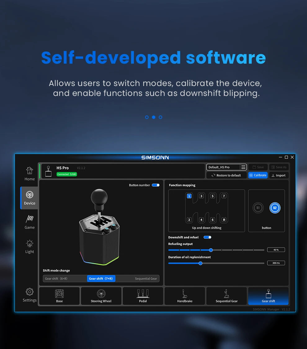 SIMSONN HS Pro Shifter Dual-Mode H-Type or Sequential Shifting with 6+R and 7+R Gears Racing Simulation Games Equipment