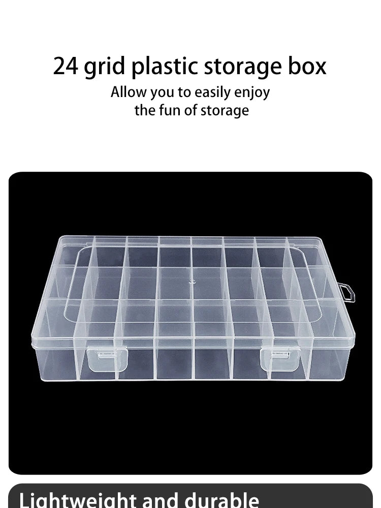 24 Grid Transparent Storage Boxes Hardware Buttons Fishing Jewellery Accessories Packaging Boxes Stationery Storage Boxes