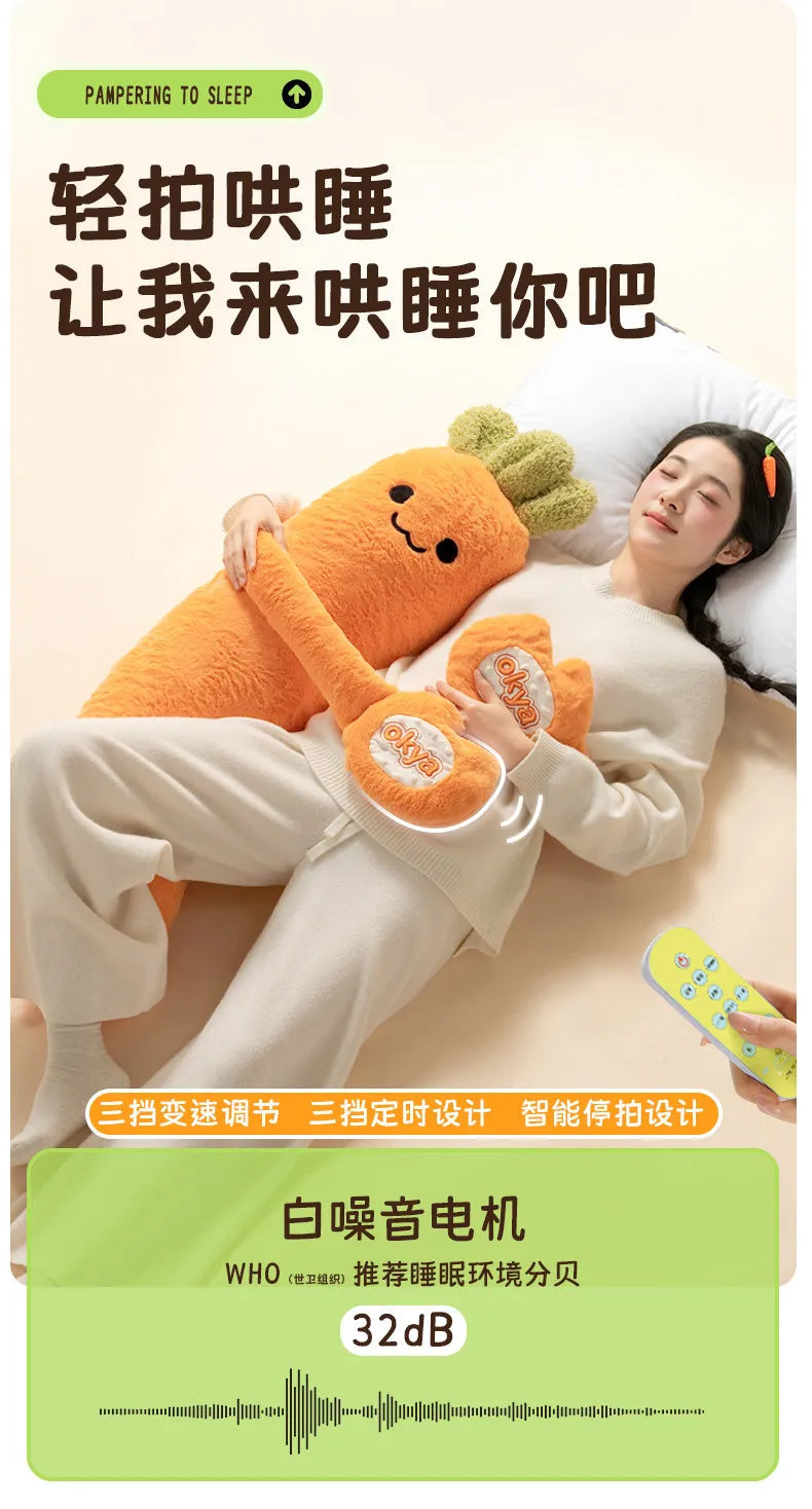 Okya Carrot King Sleep Pillow Graphene Heated Percussion Hug Pillow Three Adjustable Temp Settings  Kids Sleep Aid Bed Use