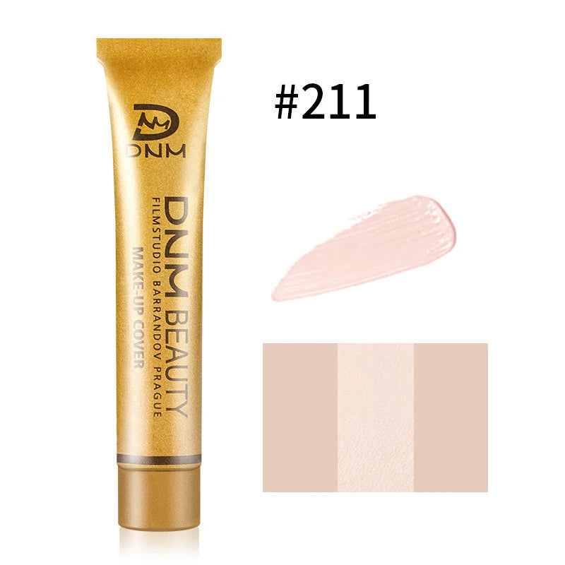 2-in-1 Full Coverage Concealer & Foundation, Gold Tube Cream For Dark Circles Tattoos Freckles Redness, Even Skin Tone
