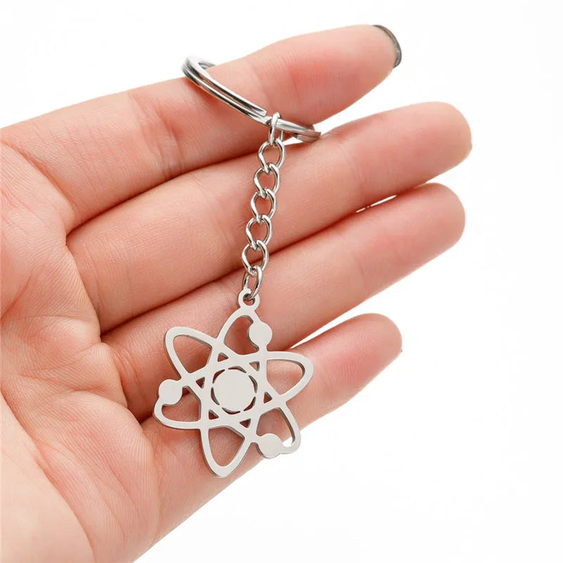 Unique Metal My Shape Chemistry Atom Keychains for Women Men Stainless Steel Car Key Chain Accessories Keyring Gifts Never Fade
